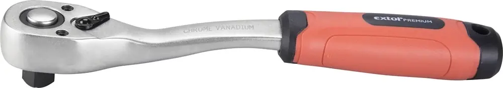 Kiváló minőség Extol racsnis hajtókar, hajlított szár, csúszásgátló TPR markolat, 1/2", 45 fog, 253mm